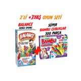 Oyun Kafası Balance Denge Oyunu-Süper Bambu Çubuklar +3 Yaş Seti ( 2 Si 1 Arada)