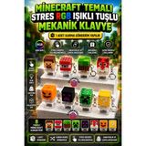Oyun Kafası Minecraft Anahtarlık Rgb Işıklı Stres Oyuncağı Basmalı Tuşlu Anahtarlık Karma Model