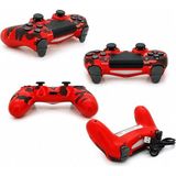 Oyun Kolu Ps4 ve Pc ile Uyumlu, Kırmızı Kamuflaj Desenli, Çift Titreşim, USB Şarj Kablosu Dahi - Standart