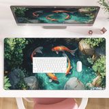 Oyun Sevimli Koi Balıkları Mouse Pad Xl - Büyük Fare Altlığı Masa Altlığı, Dikişli Kenarl - Çok Renkli