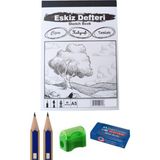 Oyun ve Sanat Karakalem Eskiz Başlangıç Seti - Faber Castell Kalemler, Silgi, Kalemtraş.. Eskiz A5