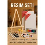 Oyun ve Sanat Yağlı Boya Resim Başlangıç Seti 2- Küçük Şövale, Fırça ve 12 Renkli Yağlı Boya ile Sanat Deneyimi
