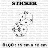 Oyun Zar Tavla Poker 2 Adet Sticker - Araba Motosiklet Kask Buzdolabi Cam Otomobil Atv Laptop Tablet Duvar Stickeri
