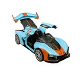 Oyuncak 1:24 Ölçek Diecast Metal Laker.s Spor Araba – Işıklı Sesli Buharlı Çek Bırak Model Araç (Kapıları Açılır) (Mavi)