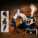Oyuncak 2.4GHz Uzaktan Kumandalı Buharlı Ekskavatör Şarjlı Işıklı 3 Başlıklı Paletli Hareketli 360° Dönen Kepçe İş Makinesi