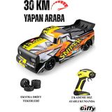 Oyuncak 30 Km Hız Yapan Uzaktan Kumandalı Araba Şarjlı Drift Atan Hız Vitesli LED Işıklı - Sarı