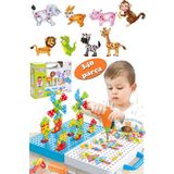 Oyuncak 3d Geometri Puzzle Çantalı Pilli Matkap Hayvanlar Puzzle