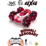 Oyuncak 4x4 Buhar Atan Şarjlı Full Fonksiyon Uzaktan Kumandalı Akrobat Araba Duman Atar Typc-E Şarj - Kırmızı