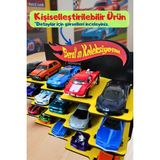 Oyuncak Araba Rafı 15 Araçlık SARI- Kişiye Özel - (1/64 Ölçekli Arabalar İçin Uygundur) - Sarı - Siyah - 25x17