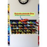 Oyuncak Araba Rafı 50 Araçlık SARI - Kişiye Özel - (1/64 Ölçekli Arabalar İçin Uygundur) - Sarı - Siyah - 50x30