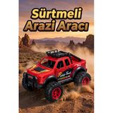 Oyuncak Araba Sürtmeli Büyük Tekerlekli 4x4 Off Road Jeep - Dayanıklı Arazi Aracı 13 Cm Kırmızı
