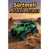 Oyuncak Araba Sürtmeli Büyük Tekerlekli 4x4 Off Road Jeep - Dayanıklı Arazi Aracı 13 Cm Yeşil