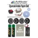 Oyuncak Araba Yapım Seti 1 Paket Okul Deney Dc Motor Çark Dişli Plastik Tekerlek 2 Adet Metal Şaft Proje Deney Seti