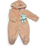 Oyuncak Ayılı Kız Kuzu Peluş Tulum - 6 - 9 Ay - 3B2-Turuncu