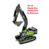 Oyuncak Bayim Oyuncak Ekskavatör İş Makinesi Büyük Boy 24 Cm Yeşil Renk Kepçe İş Makinası Metal Uçlu