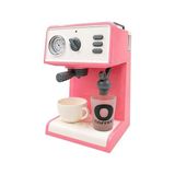 Oyuncak Buharlı Sesli Işıklı Kahve Makinesi Pilli Gerçekçi Su Akışlı Renk Değiştiren Bardaklı Mini Barista Seti (Pembe)