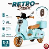 Oyuncak Çocuklar İçin 6V Akülü Retro Scooter Motor Ebeveyn Kumandalı LED Işıklı USB Müzikli Arka Sepetli 30 kg Taşıma Kapasiteli 3-8 Yaş İçin Uygun