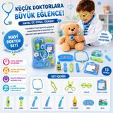 Oyuncak Doktor Seti Eğitici Sağlık Oyuncakları MAVİ | Stetoskop Dahil, Ateş Ölçer Dahil, Hayal Gücü Geliştirir, Pembe ve Mavi Seçenek, Sosyal Beceri Destekler