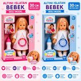 Oyuncak Fabrikası 30 cm Altını Islatan Bebek Sesli Biberonlu Gerçekçi Oyuncak Bebek 24 Ay+ - Mavi