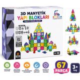 Oyuncak Fabrikası 67 Parça Manyetik Yapı Blokları 3D Eğitici Oyuncak Seti Büyük Boy Renkli Stem Oyunu (3+Yaş)