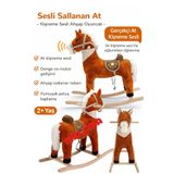 Oyuncak Fabrikası Sallanan At Peluş Sesli Müzikli Koyu Kahverengi Fular’lı 65 cm