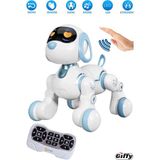 Oyuncak Full Fonksiyon Uzaktan Kumandalı El Sensörlü Şarjlı Işıklı Müzikli Dansçı Robot Köpek - Beyaz
