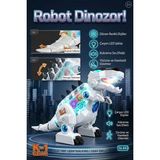 Oyuncak K-1 Gear Şeffaf Gövdeli Işıklı Sesli Yürüyen T-Rex Robot Dinozor Beyaz