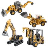 Oyuncak Kutulu Metal Başlıklı İş Makinaları Seti Kepçe Bulldozer Forklift 4 Ü 1 Arada Set Sürtmeli 1:70 Ölçek Full Metal Başlık RC İş Makinası Setleri