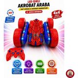 Oyuncak LED Işıklı 360° Akrobat Uzaktan Kumandalı Araba Şarjlı 4x4 Off Road Dublör Oyuncak Araba (Kırmızı) - 2