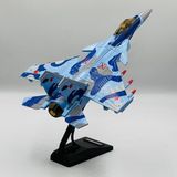 Oyuncak Model Uçak Dahili Şarjlı Buhar Atabilen Metal Kasa Işıklı Sesli Standlı Sürtmeli Savaş Uçağı + Kutulu F-16 (Lacivert)