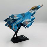 Oyuncak Model Uçak Dahili Şarjlı Buhar Atabilen Metal Kasa Işıklı Sesli Standlı Sürtmeli Savaş Uçağı + Kutulu F-16 (Mavi)