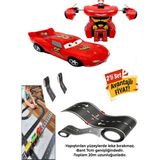 Oyuncak Otobant Yol Yapım Seti Robota Dönüşen Metal Şimşek Mcqueen Araba Ikili Set