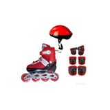 oyuncak paketim Kırmızı Ayarlanabilir, Full Set ( Kask Dizlik Seti Dahil) 2in1 Çocuk Başlangıç Pateni