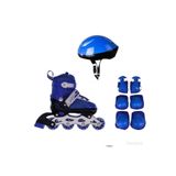 oyuncak paketim Mavi Ayarlanabilir, Full Set ( Kask Dizlik Seti Dahil) Çocuk Başlangıç Pateni