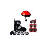 oyuncak paketim Siyah Ayarlanabilir, Full Set ( Kask Dizlik Seti Dahil) 2in1 Çocuk Pateni