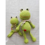 Oyuncak Park Kurbağa Uyku Arkadaşı ve Çıngırak Amigurumi Organik Oyuncak