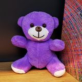 Oyuncak Peluş Ayı: Mor Renk, Kırmızı Atkılı, 25cm
