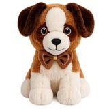 Oyuncak Peluş Kedi Köpek 26 CM Uyku ve Oyun Arkadaşı Yumuşak Hediyelik Sevimli Bebek Yastığı Sevgili Hediyesi (Kahverengi-Beyaz)