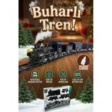 Oyuncak Pilli Raylı Tren Seti - Gerçekçi Buhar, Işık ve Ses Efektli - 15 Parça Büyük Boy (135x75 cm)