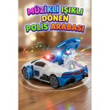 Oyuncak Polis Arabası - Müzikli Işıklı 360 Derece Dönen Ve Kapıları Açılan Pilli Araba 25 Cm Çok Renkli