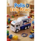 Oyuncak Polis Arabası Sürtmeli Polis Kamyonu 12 Cm - Kırılmaz Ekip Aracı Erkek Çocuk Oyuncak