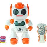 Oyuncak Robot Uzaktan Kumandalı Disk Atan Işıklı Sesli 30 cm - Beyaz - Turuncu