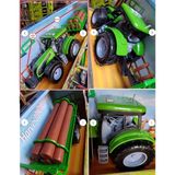Oyuncak Sahili Römorklu Traktör 42cm Işıklı ve 3 Sesli Orman Oyuncakları Çiftlik Odun Taşıyıcı Motor Kapağı Açılır - Yeşil