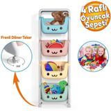 Oyuncak Saklama Sepeti Çocuk Odası Düzenleyici Saklama Kutusu Hobi Organizer Frenli Tekerli 4 Katlı