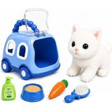 Oyuncak Sesli Işıklı Yürüyen Hareketli Köpek Kedi Tavşan Taşıma Çantalı Aksesuarlı Set T - Çok Renkli
