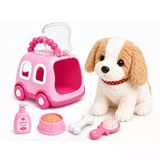 Oyuncak Sesli Işıklı Yürüyen Hareketli Köpek Kedi Tavşan Taşıma Çantalı Aksesuarlı Set Taşınabilir Çanta Emekleme Oyuncağı Aksesuarl�