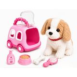 Oyuncak Sesli Işıklı Yürüyen Hareketli Köpek Kedi Tavşan Taşıma Çantalı Aksesuarlı Set Taşınabilir Çanta Emekleme Oyuncağı Aksesuarlı Çocuklar İçin Eğitici Hayvan Sevgisi (Pembe-Köpek)