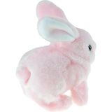 Oyuncak Tavşan Sevimli Pelüş Tavşan Pink Sesli Hareket Pilli 17CM - Pembe
