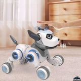 Oyuncak Uzaktan Kumandalı Şarjlı 22 Fonksiyonlu Dokunma Sensörlü Etkileşimli Akıllı Robot Köpek - Beyaz - Mavi