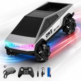 Oyuncak Uzaktan Kumandalı Şarjlı Akrobat Cybertruck Araba 4x4 Drift Araç Bilekten Kumandalı LED Işıklı 2.4 GHz 6 Farklı Led Işık Modu 18 cm